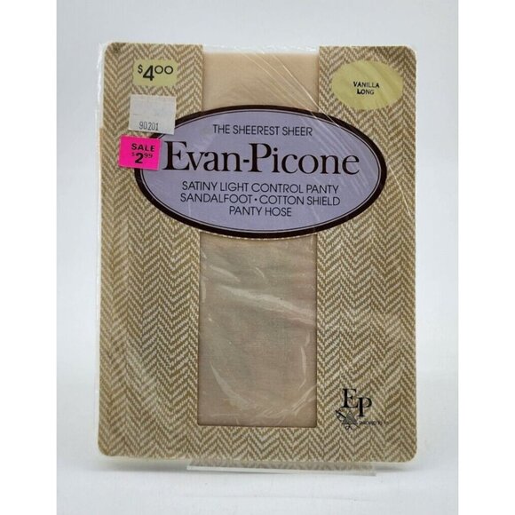 Evan Picone The Sheerest Sheer Light Control Sandalfoot Pantyhose Vanilla Long - Picture 1 of 3